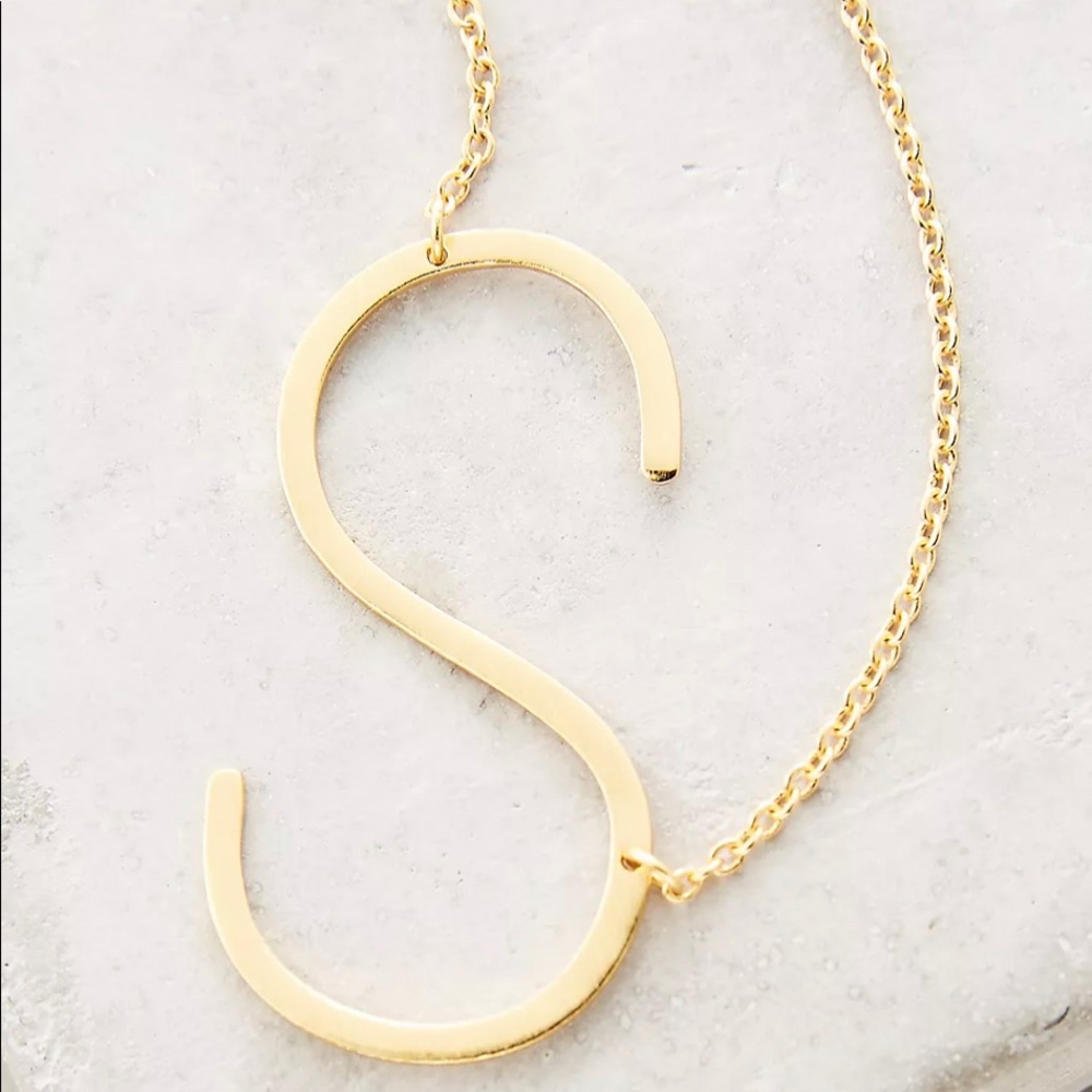 Anthropologie S Initial Necklace Gold